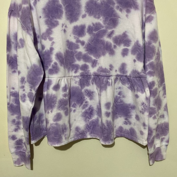 BP Purple Orchid Tie-Dye Ruffled Peplum Waist Sweatshirt Size Large - Picture 4 of 10